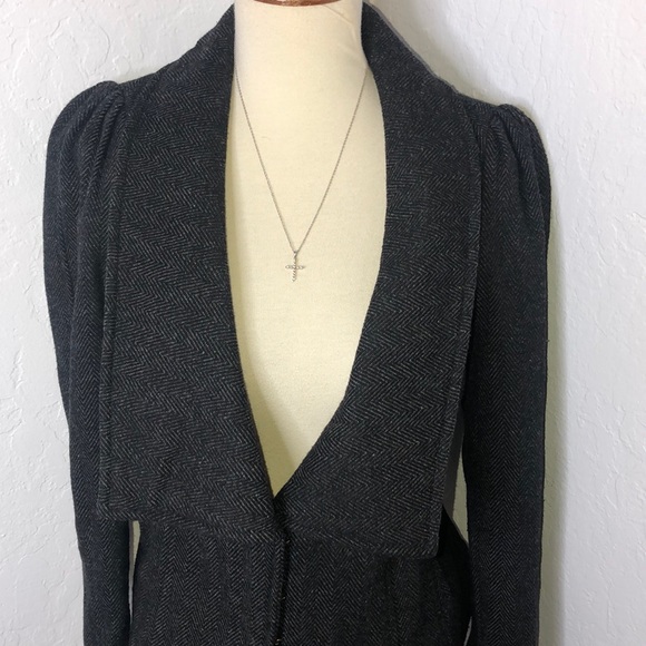 Free People Gray Herringbone Wool Blend Jacket 2 - Picture 5 of 9